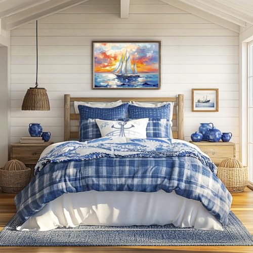 Peacoblue Sailing Boats on Sea Rub On Transfers for Furniture Craft 6"x12" - style: Sailing Boats on the Sea