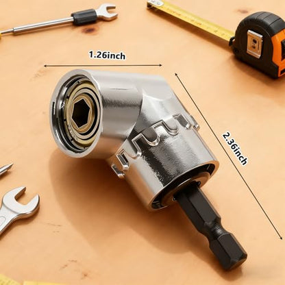 Right Angle Drill Driver, 105 Degree Adapter for Electric Drill, Screwdriver, and DIY Home Projects Silver - color: Silvery