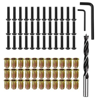 1/4"-20 Screw-in Wood Inserts, 32 Sets Internal Hex Furniture Fastener Kit - size: 1/4"-20 x 3/4"