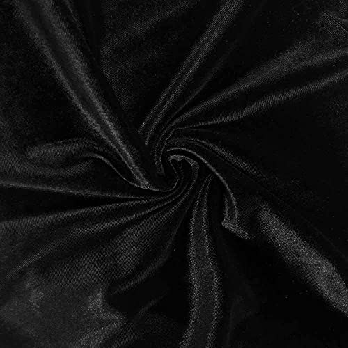 Black – Luxury 4-Way Stretch Velvet Fabric by Valentina Textile Inc – 58” Wide Soft Stretch Velvet for Sewing, Apparel & Upholstery (1 Yard) - color: Black, size: 1 Yard
