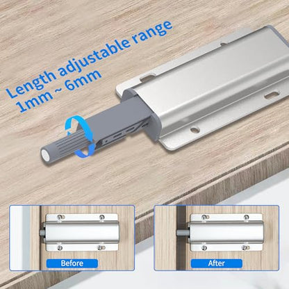 15 Pack Push Open Door Latch - Heavy Duty Aluminum Magnetic Cabinet Latch, Touch Release Hardware for Hidden Doors, Kitchen Drawers and Closets, Handle-Free Push to Open Cabinet Catches - size: 15 Pcs Single Magnetic Push Latch