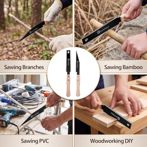Japanese Pull Saw Set 2 Pack Flush Cut Ryoba Hand Saw