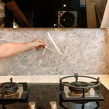 Clear Contact Paper Oil Proof Waterproof Wallpaper for Kitchen Backsplash - size: 17.7"W x 196"L