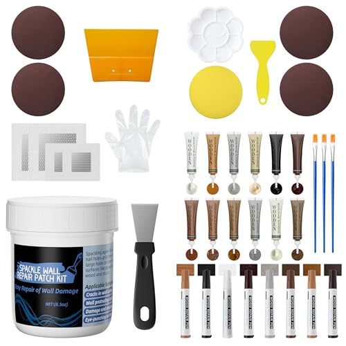 Oriflame 8.5 Ounce Drywall Repair Kit for Nail Holes/Cracks/Dents/Stains/Peeled Wall and Wood Furniture Repair Kit for Scratches/Cracks/Holes/Stains in Floors/Table/Cabinets(Hardwood/Laminate)