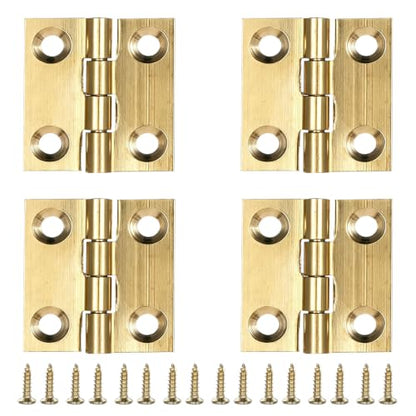 4 Pcs Mini Hinges, Folding Butt Hinges 1 Inch Retro Brass Butt Hinge