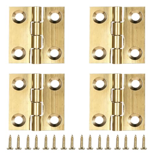 4 Pcs Mini Hinges, Folding Butt Hinges 1 Inch Retro Brass Butt Hinge