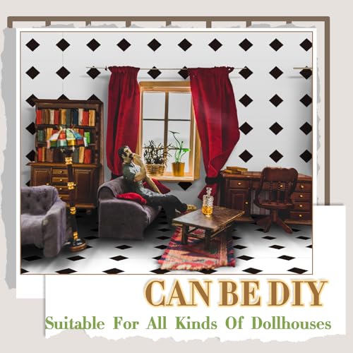 Flutesan 12 Pcs Miniature Dollhouse Wallpaper, Diamond Shape - style: Diamond Shape