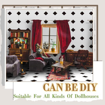Flutesan 12 Pcs Miniature Dollhouse Wallpaper, Diamond Shape - style: Diamond Shape