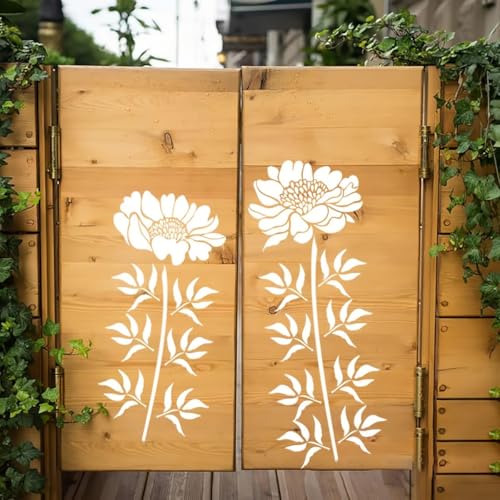 6 Pcs Large Flower Stencils for Painting, 14 X 12 Inch Flower Stencils for Crafts Reusable, Wood and Wall Stencils for Painting Large Pattern, DIY Templates Holiday Wall Paper (E) - style: E