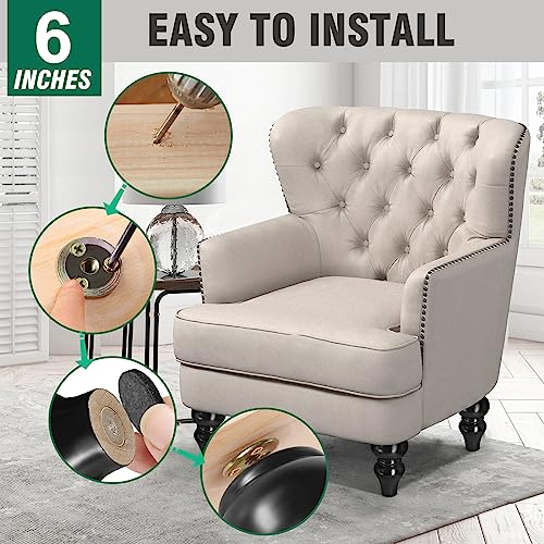 FoDau770 Rubber Wood Furniture Legs 6 Inch, Black Couch Legs, 4pcs - color: Black, size: 6 Inch