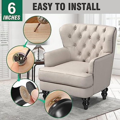 FoDau770 Rubber Wood Furniture Legs 6 Inch, Black Couch Legs, 4pcs - color: Black, size: 6 Inch