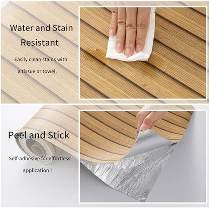 Haimin Wood Grain Slat Wall Panels Peel and Stick Faux Wood Thick Wallpaper - color: Yellow Oak