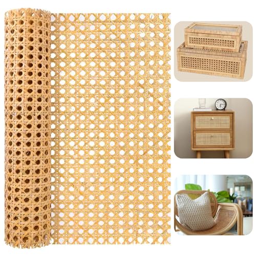 16-inch Wide Rattan Webbing 40-inch Long (3.3 ft.) Rattan Webbing Rolls for Furniture, Chairs, cabinets, Ceilings, beds Rattan Projects Basket Weaving Supplies Open mesh Rattan - color: Dark color16/40 inch