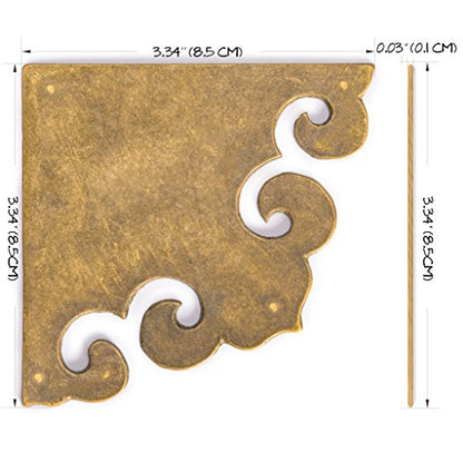 Hardware Philosophy HP Curled Brass Box Corner Plates, 2-Pack, 3.3 in