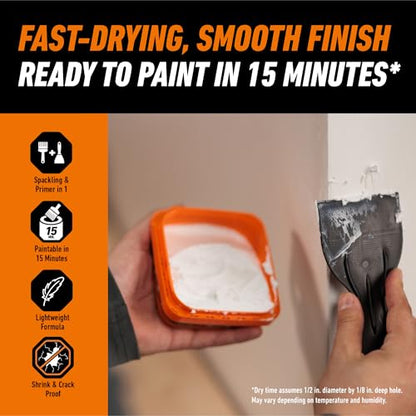 GORILLA Wall Repair Kit, Heavy Duty Spackling Tub, 4 in Patch, 8 Fl Oz (Pack of 2) - size: 8 Fl Oz (Pack of 2)