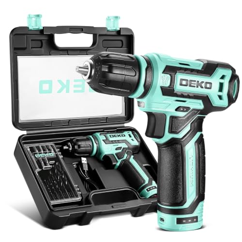 Cordless Drill：DEKOPRO 12V Power Drill Set 800RPM Electric Drills Small Drills with 3/8-inch Keyless Chuck and Portable Tool Set Gift Box (Turquoise) - color: Turquoise