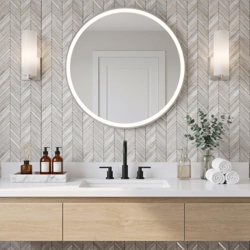 Yipscazo Peel and Stick heringbone backsplash Mixed Metal Tile for Kitchen wall - color: Gray Stone