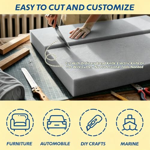 High Density Upholstery Foam Padding Thick 1/4"X24"X74" Gel Memory Foam - color: Grey, size: 24*72*0.25 IN