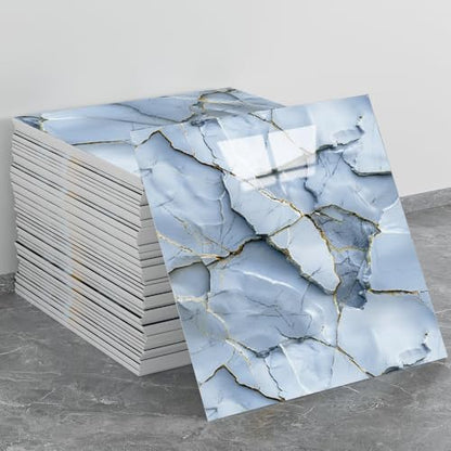 20pcs Blue Marble Peel and Stick Shower Wall Panels 11.8"x11.8" - color: Slate blue