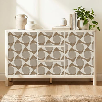 Chunlei Peel and Stick Wallpaper, Beige Retro Geometric Circle Pattern, 118in x 17.7in, Waterproof Vinyl, Removable Reusable, Eco-Friendly, for Bedroom Living Room Rental Apartment - color: Beige03, size: 17.7" x 118.1"