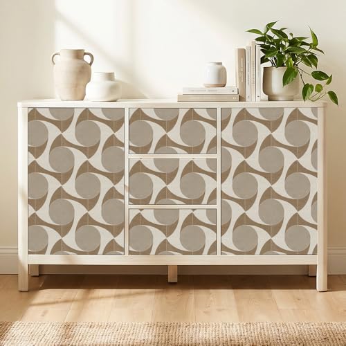 Chunlei Peel and Stick Wallpaper, Beige Retro Geometric Circle Pattern, 236in x 17.7in, Waterproof Vinyl, Removable Reusable, Eco-Friendly, for Bedroom Living Room Rental Apartment - color: Beige03, size: 17.7" x 236.2"