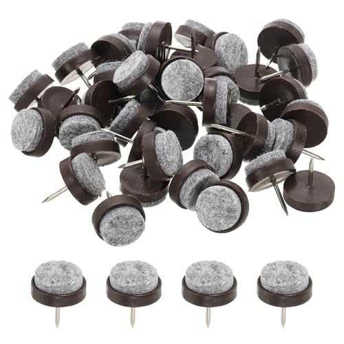 PATIKIL 20 mm Nail-on Felt Pads 40Pcs Round Felt Furniture Sliders Brown - color: Brown, size: 20 mm
