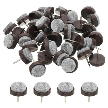 PATIKIL 20 mm Nail-on Felt Pads 40Pcs Round Felt Furniture Sliders Brown - color: Brown, size: 20 mm