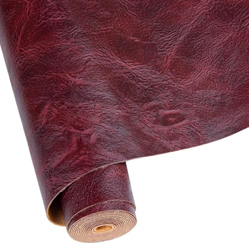 Faux Leather Fabric Sheet, 12 x 54 Inches, Texture Synthetic Material for DIY Crafts, Leather earings,Upholstery, Automotive, Sofa Projects Individual 1 Yard Cut (Burgundy, 1/3 Yard) - color: Burgundy, size: 1/3 Yard