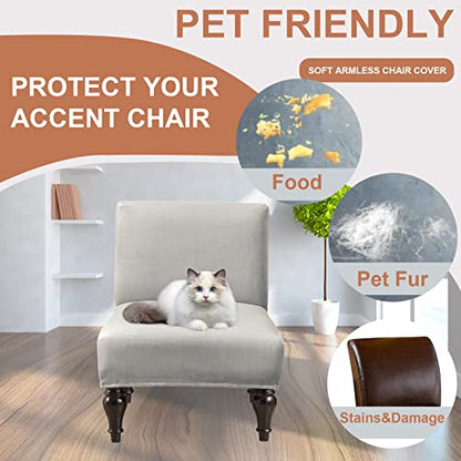 Eco-Ancheng Armless Chair Slipcover Removable Armless Accent Chairs Covers Washable Armless Slipper Chair Slipcover Printed Armless Chair Furniture Protector Covers for Living Dining Room Hotel - color: A35