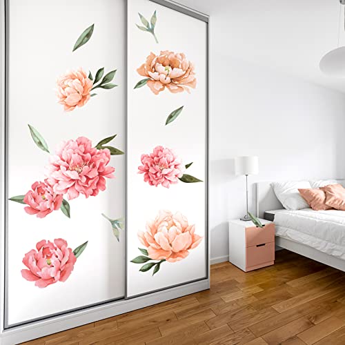 Watercolor Peony Flower Wall Decals for Living Room