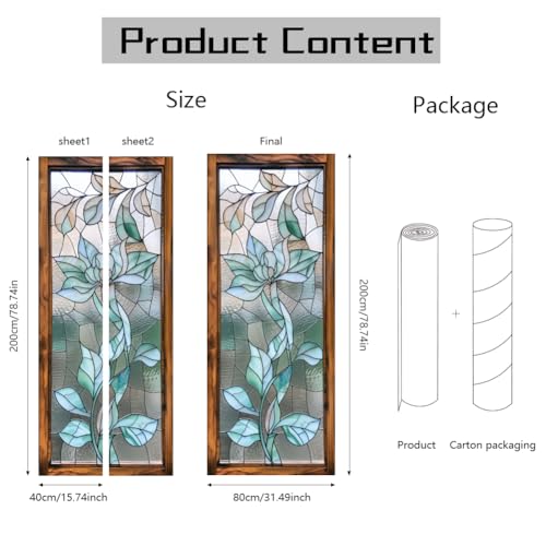arricraft 2 Pcs Self-Adhesive Door Stickers, 31.5"x78.7" 3D Glass Pattern Door Murals Stickers Flowers PVC Removable Wallpaper Decoration for Bedrooms Living Room - style: 3D Glass Flower