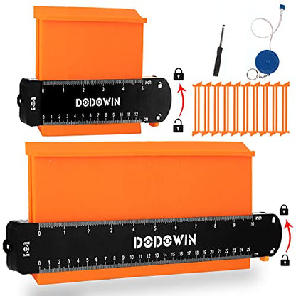 DODOWIN 10+5 Inch Contour Gauge with Lock, Gifts for Men, Dad and Husband - color: Orange-10+5 In.