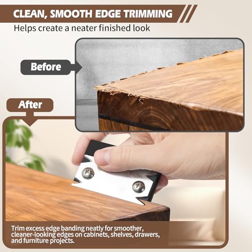 Edge Banding Trimmer with Reversible Blade, Handheld Edge Band Cutter Tool for Veneer PVC ABS, Woodworking Edge Trimmer for Cabinets, Furniture, Shelves, Drawers and DIY Projects