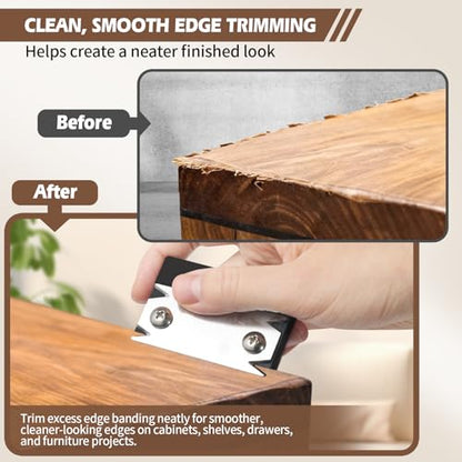 Edge Banding Trimmer with Reversible Blade, Handheld Edge Band Cutter Tool for Veneer PVC ABS, Woodworking Edge Trimmer for Cabinets, Furniture, Shelves, Drawers and DIY Projects