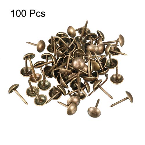 uxcell Upholstery Nails Tacks 7mm Dia 13mm Height Retro Round Thumb Push Pins Bronze Tone for Furniture Sofa Headboards, 100 Pcs - size: 7mmx13mm