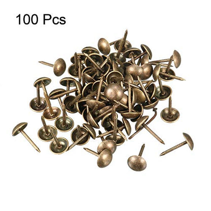 uxcell Upholstery Nails Tacks 7mm Dia 13mm Height Retro Round Thumb Push Pins Bronze Tone for Furniture Sofa Headboards, 100 Pcs - size: 7mmx13mm