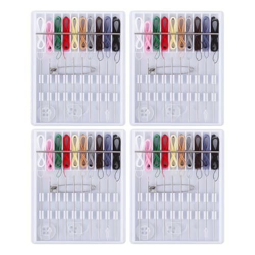 4 Pack Mini Sewing Kit Travel Size, Prethreaded Sewing Kits