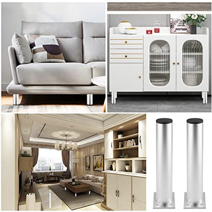 4-Pcs Adjustable Aluminum Alloy Furniture Legs 7.87" Height Silver - color: Silver, size: 7.87 Inch