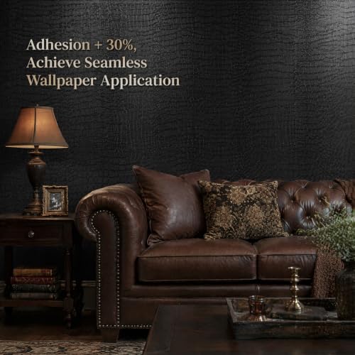 Black Peel and Stick Wallpaper, 15.7'' X 118'' Crocodile Wallpaper - color: Black Crocodile, size: 15.7" x 118.1"