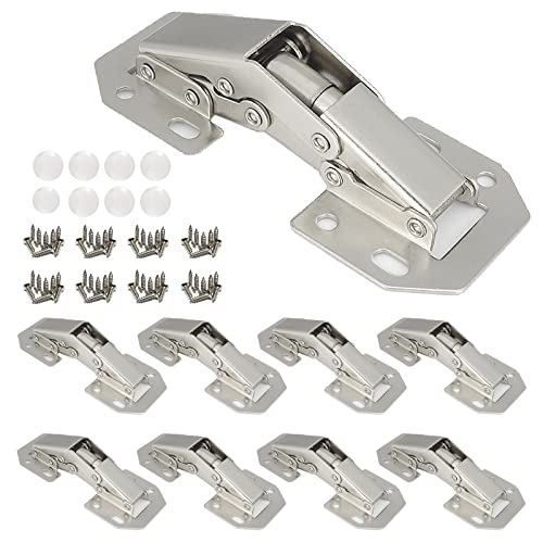 8-Pack Hidden Hinges for Cabinet Doors Frameless Cabinet Hinges 4" Concealed Cabinet Hinges Surface Mount Hinges - size: 8 Pack