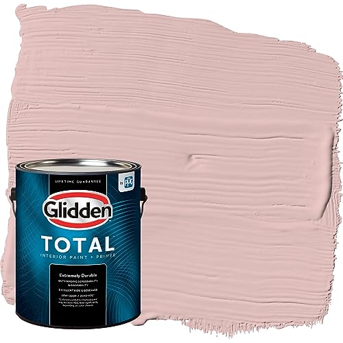Glidden Total Interior Wall Paint & Primer All-in-One, Strawflower/Red, Flat, 1 Gallon - color: Strawflower, size: 128 Fl Oz (Pack of 1)