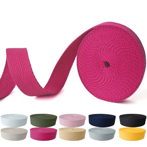 Cotton Webbing 1 Inch 5 Yards for Bag Strap Sewing Crafts, Rose - color: Rose