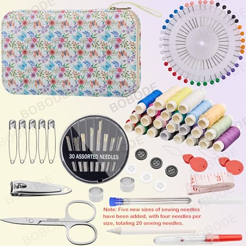 Bobode Printing Floral Travel Sewing Kit with 130 PCS Sewing Accessories - color: 130PCS-HJD