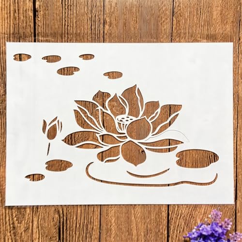 TIAMECH A4 Reusable Lotus Pond Stencil for Painting - style: Lotus Pond