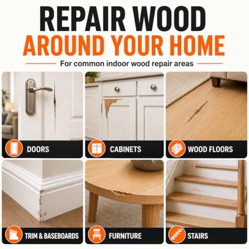 Wood Filler, Paintable & Sandable White Wood Putty for Hole & Crack Repair
