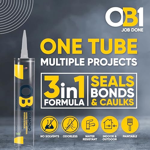 OB1 Universal Caulk Sealant & Adhesive Diamond Crystal Clear 10.1oz - color: Clear, size: 10.1oz