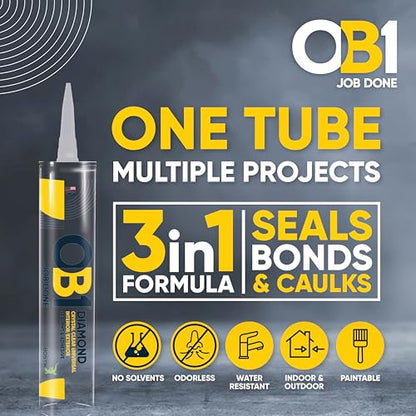 OB1 Universal Caulk Sealant & Adhesive Diamond Crystal Clear 10.1oz - color: Clear, size: 10.1oz