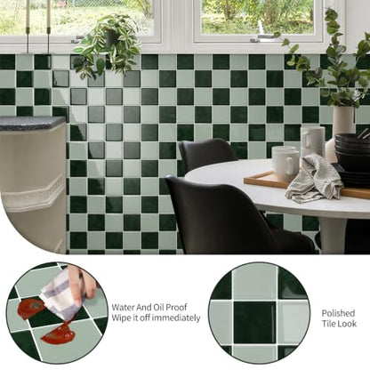 10 Sheets Upgraded Thicker Design Tile Peel and Stick Backsplash - color: Green