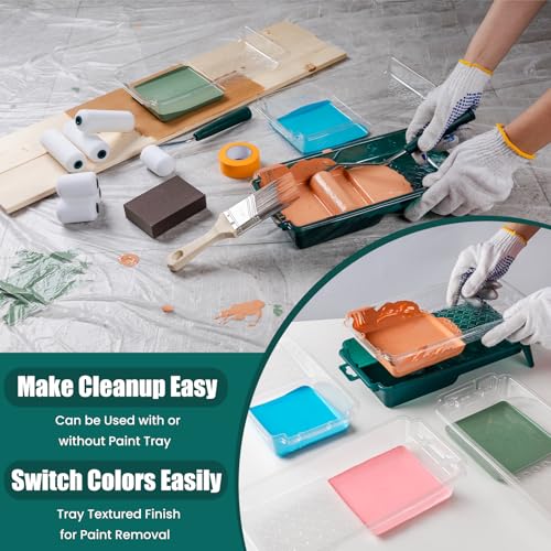 Paint Roller Kit, 19 Pack, 4"2" Small Foam Roller, Paint Brush