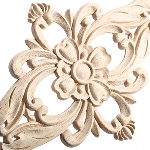 1Pc Wood Carved Appliques Central Wooden Carving Onlays Furniture Decals - size: 1-Pack, 8 x 4 inches